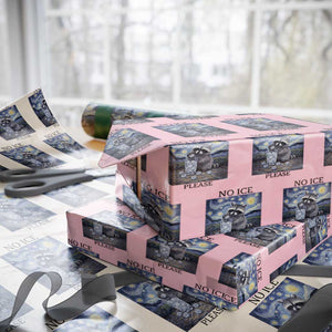 No Ice Please Wrapping Paper Roll Starry Night Raccoon Trash Panda Anti ICE Meme TS14 Light Pink Print Your Wear