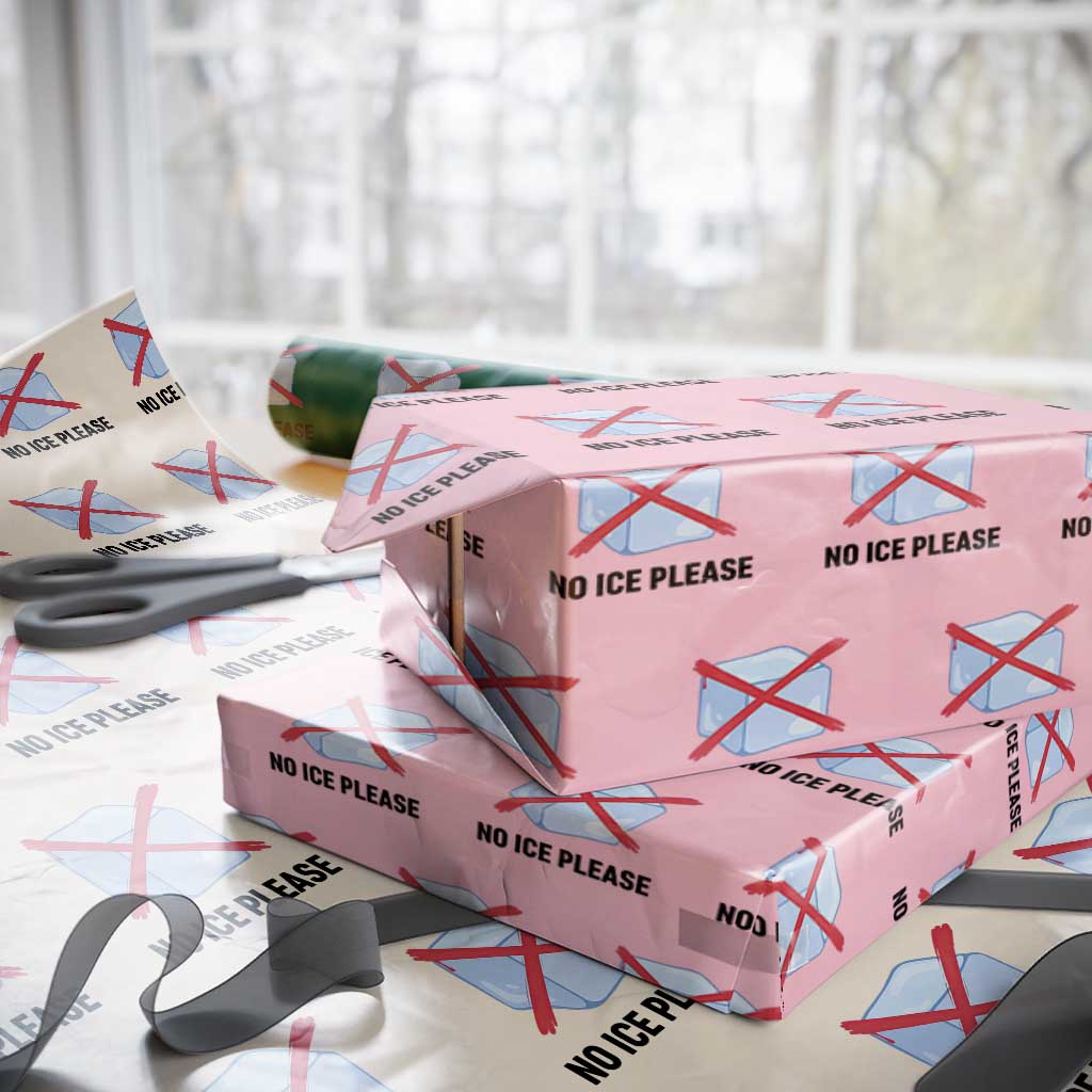 No Ice Please Wrapping Paper Roll Subtle Anti ICE Deportation Human Rights TS14 Light Pink Print Your Wear