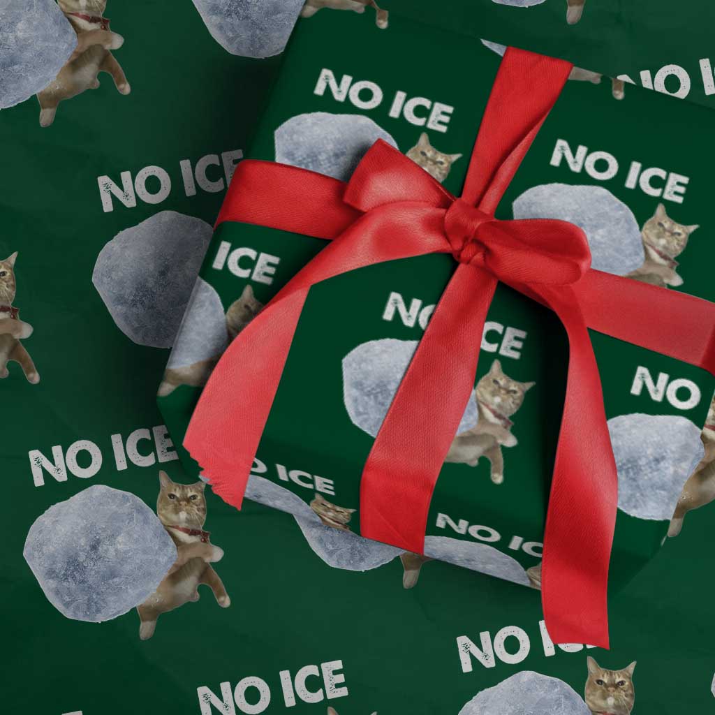 No Ice Wrapping Paper Roll Funny Cat Meme Subtle FDT Political Satire TS10 Green Print Your Wear