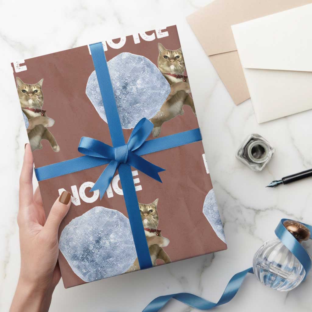 No Ice Wrapping Paper Roll Funny Cat Meme Subtle FDT Political Satire TS10 Mocha Print Your Wear