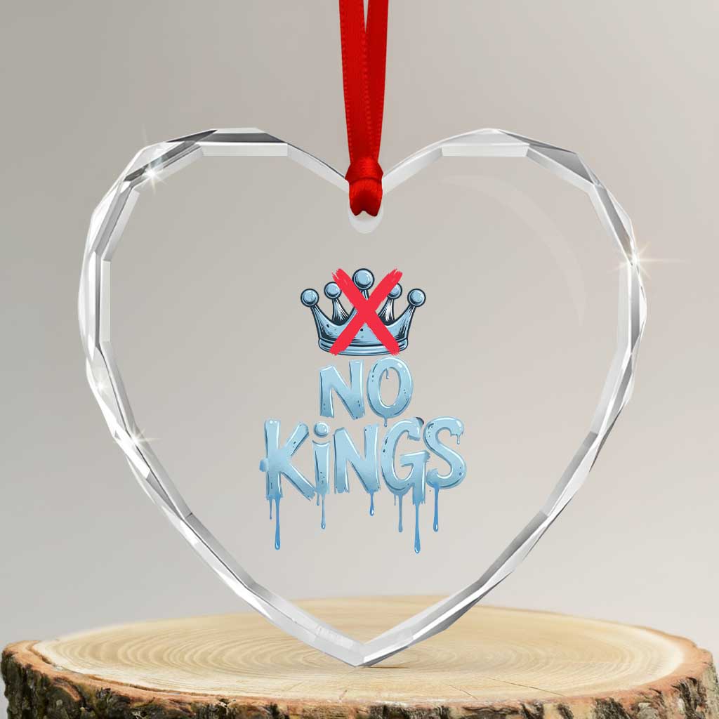 No Kings Abolish ICE Heart Crystal Glass Ornament Anti Authoritarian Protest TS12 Transparent Glass 3'' Heart Print Your Wear