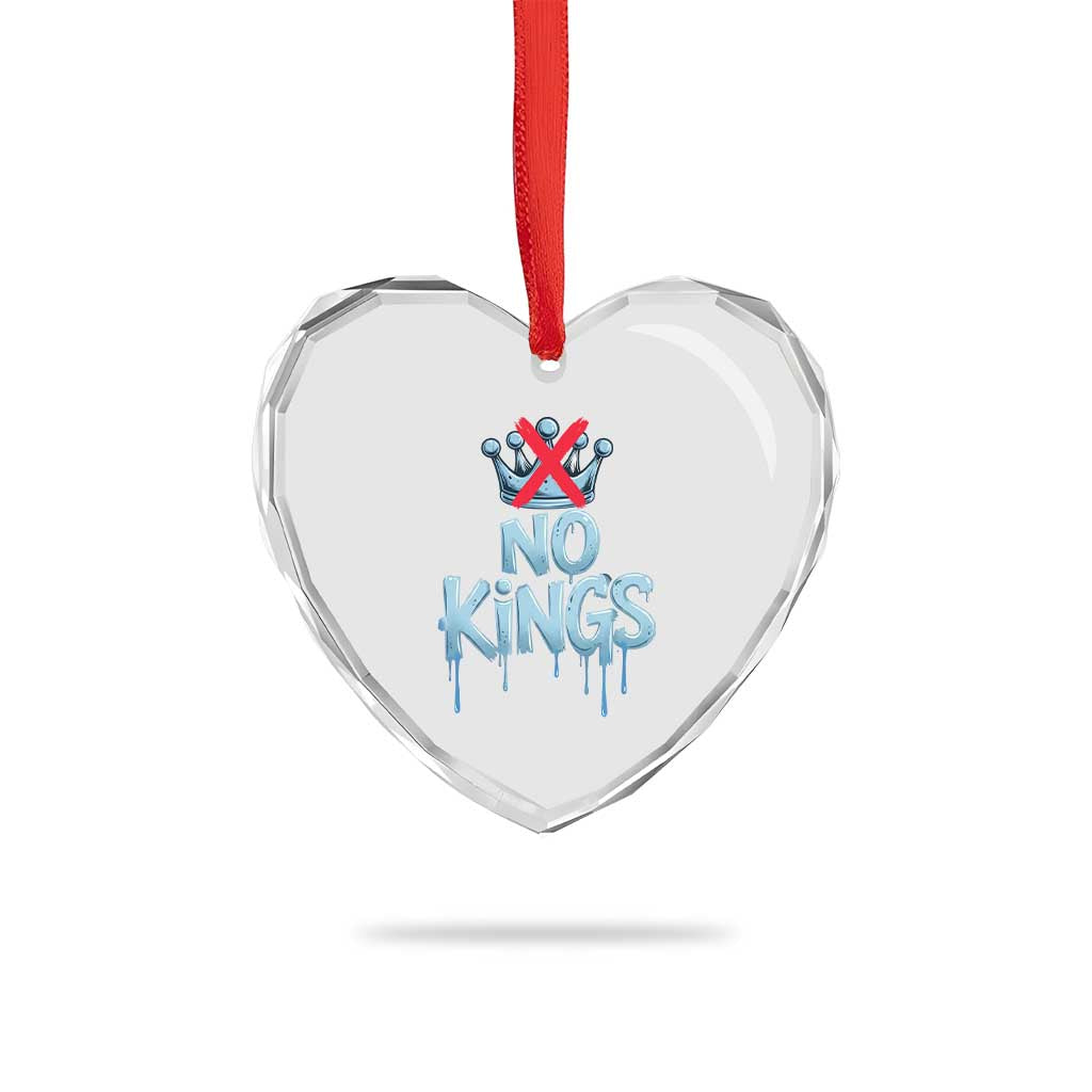 No Kings Abolish ICE Heart Crystal Glass Ornament Anti Authoritarian Protest TS12 Print Your Wear