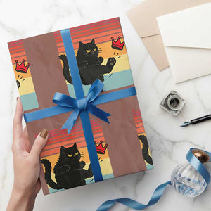 No Kings Black Cat Wrapping Paper Roll Funny Kitten Social Justice TS10 Mocha Print Your Wear