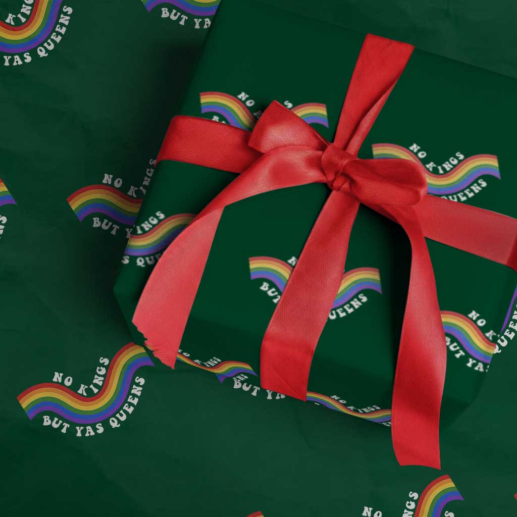 No Kings But Yas Queens LGBTQ Pride Retro Rainbow Wrapping Paper Roll