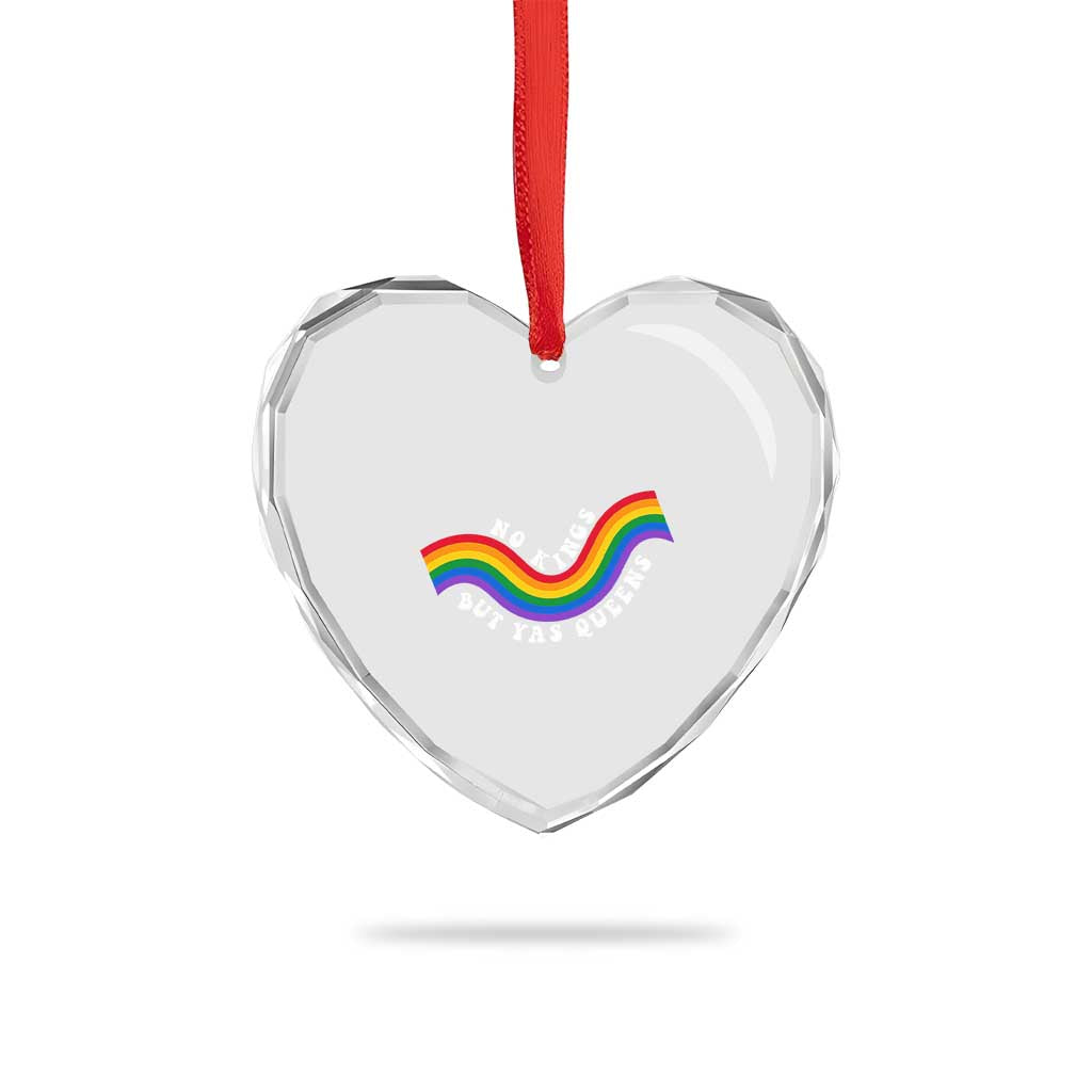 No Kings But Yas Queens LGBTQ Pride Retro Rainbow Heart Crystal Glass Ornament TS11 Print Your Wear