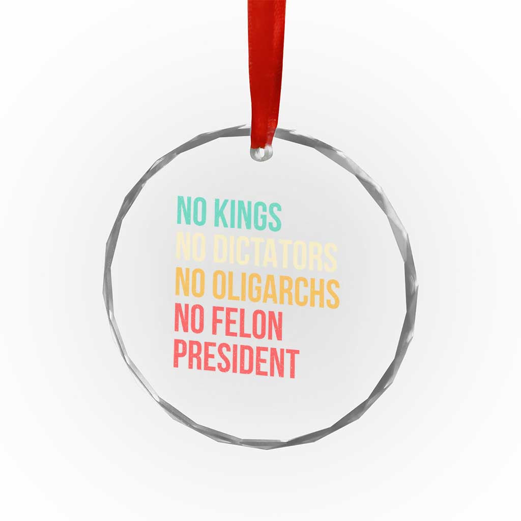No Kings Crystal Glass Ornament Retro Resistance TS10 Print Your Wear