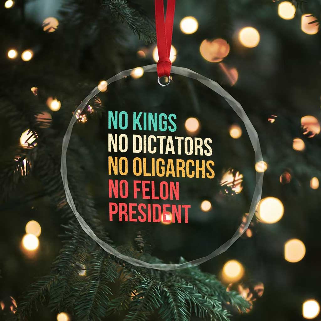 No Kings Crystal Glass Ornament Retro Resistance TS10 Print Your Wear