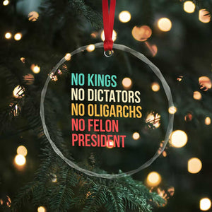 No Kings Crystal Glass Ornament Retro Resistance TS10 Print Your Wear