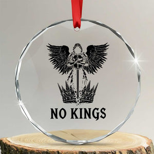 No Kings Crystal Glass Ornament St Michael Archangel Victory Over Tyranny TS12 Transparent Glass 3'' Circle Print Your Wear