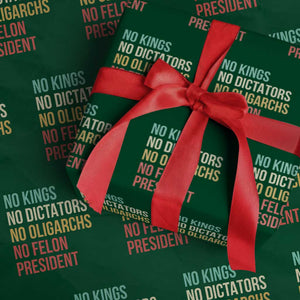 No Kings Wrapping Paper Roll Retro Resistance TS10 Green Print Your Wear