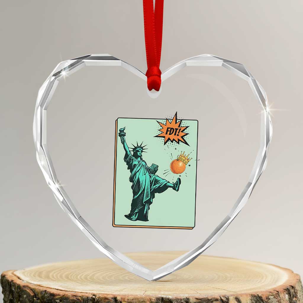 No Kings Heart Crystal Glass Ornament Statue of Liberty Political Protest TS14 Transparent Glass 3'' Heart Print Your Wear