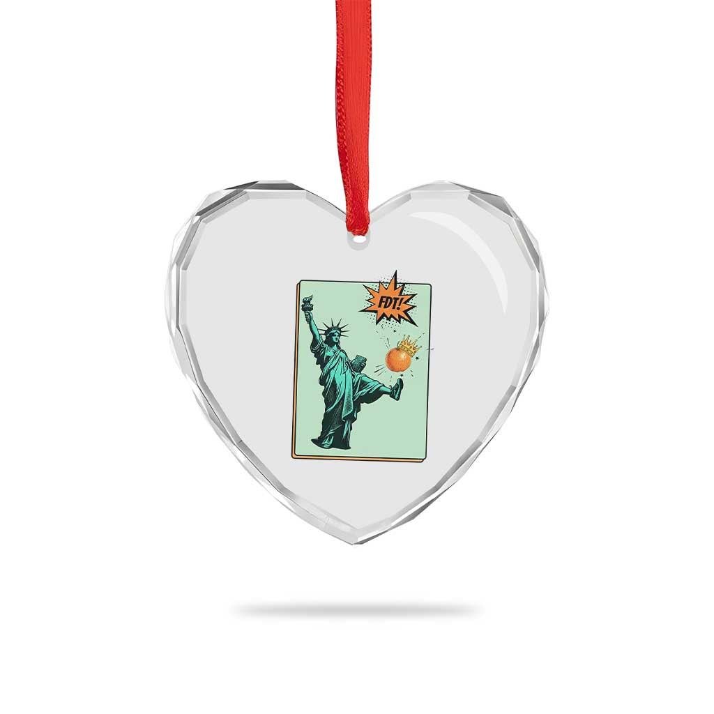 No Kings Heart Crystal Glass Ornament Statue of Liberty Political Protest TS14 Print Your Wear