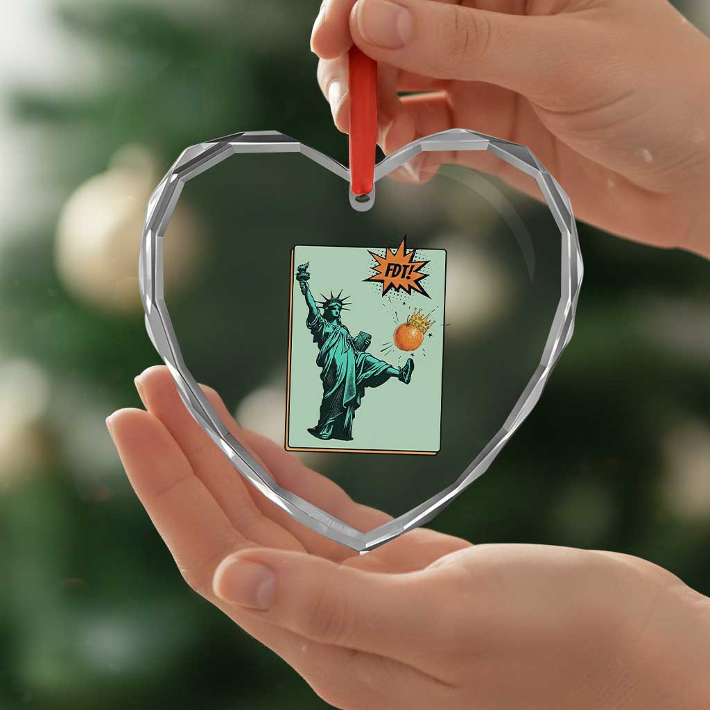 No Kings Heart Crystal Glass Ornament Statue of Liberty Political Protest TS14 Print Your Wear