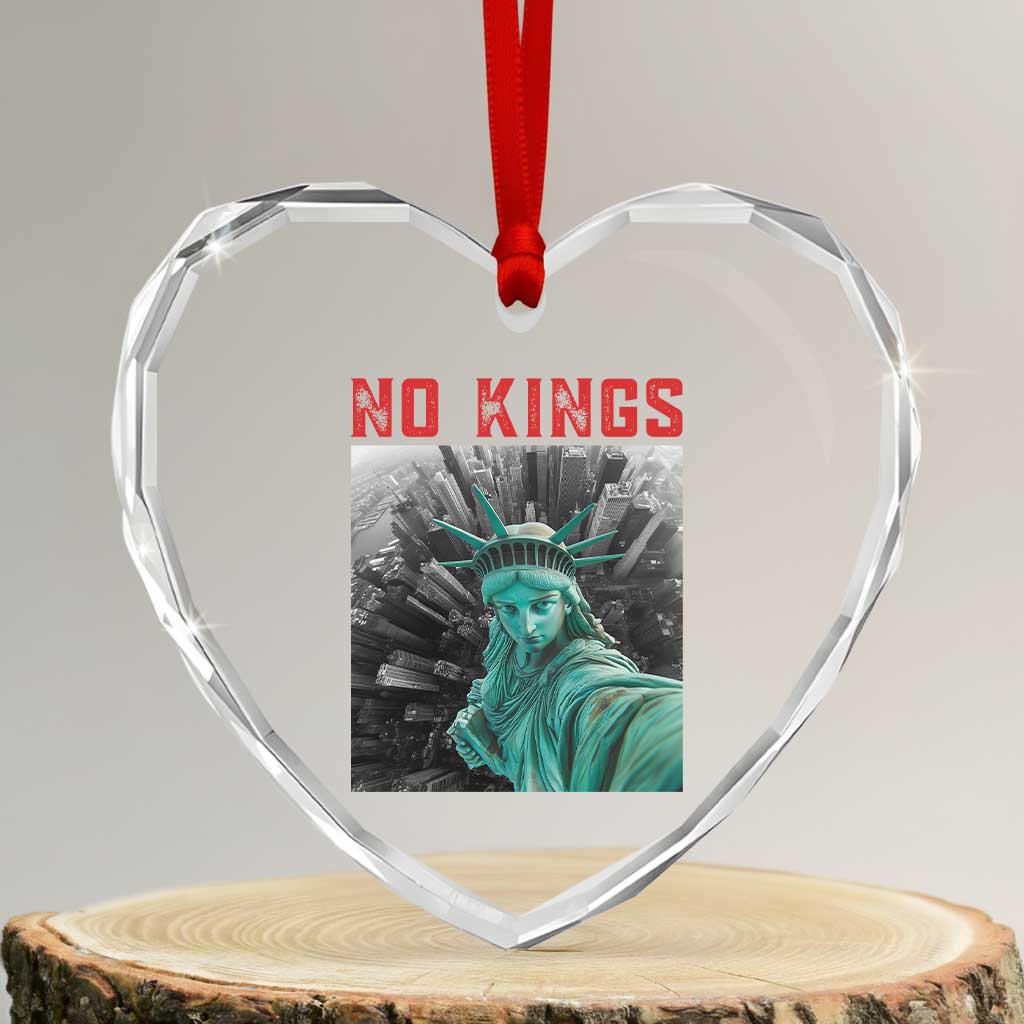 No Kings Heart Crystal Glass Ornament Statue of Liberty Selfie Freedom TS14 Transparent Glass 3'' Heart Print Your Wear