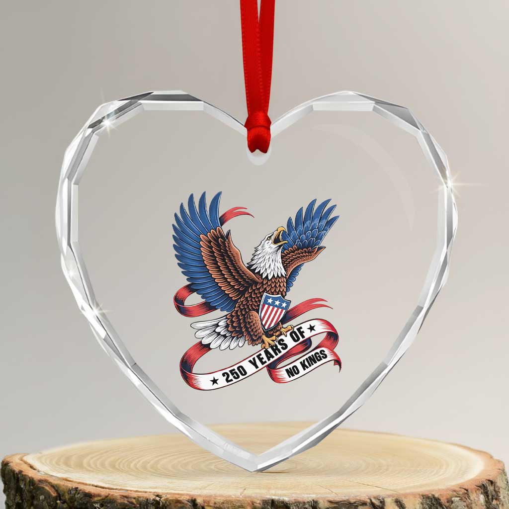 No Kings Heart Crystal Glass Ornament USA 250th Anniversary Freedom Eagle TS12 Transparent Glass 3'' Heart Print Your Wear