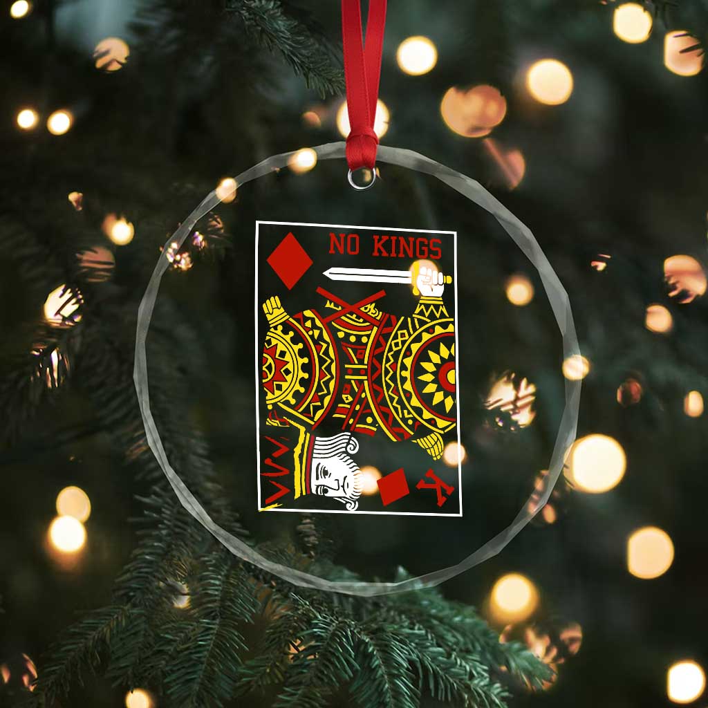 No Kings in America Crystal Glass Ornament Resist Protest Playing Card TS10 Print Your Wear