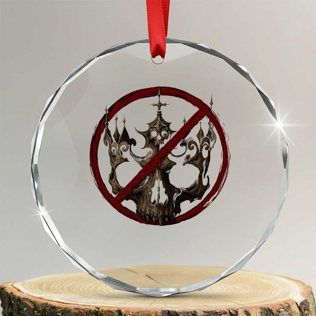 No Kings in America Crystal Glass Ornament Skull Crown Nope Kings TS10 Transparent Glass 3'' Circle Print Your Wear