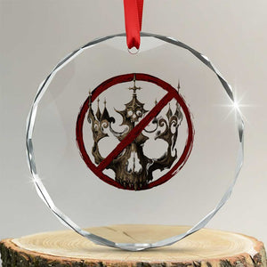 No Kings in America Crystal Glass Ornament Skull Crown Nope Kings TS10 Transparent Glass 3'' Circle Print Your Wear