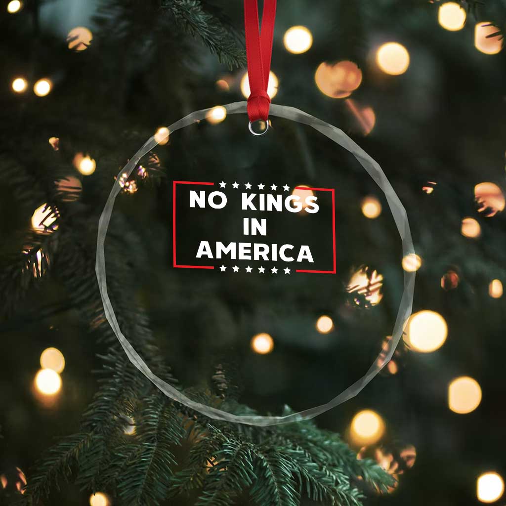 No Kings In America Crystal Glass Ornament Stars Stripes - Print Your Wear