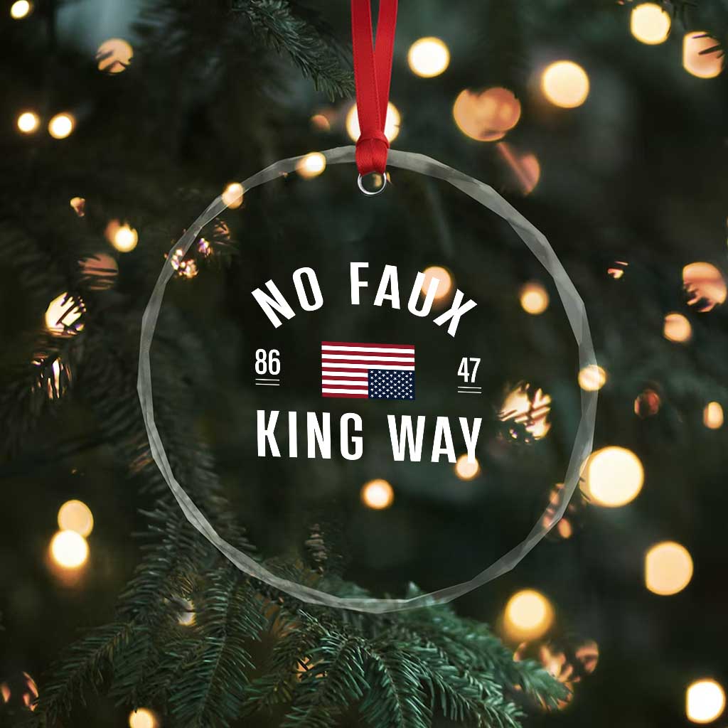 No Kings in America Crystal Glass Ornament US Flag Upside Down TS10 Print Your Wear
