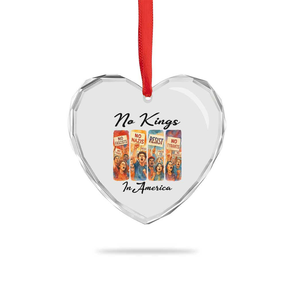 No Kings In America Heart Crystal Glass Ornament American Anti Authoritarian Protest TS12 Print Your Wear