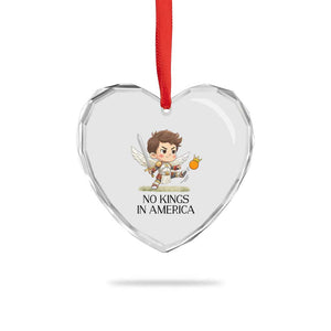 No Kings In America Heart Crystal Glass Ornament Funny Saint Michael Kicking Crown TS12 Print Your Wear