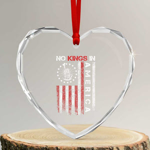 No Kings In America Heart Crystal Glass Ornament Retro Freedom American Betsy Ross Flag TS02 Transparent Glass 3'' Heart Print Your Wear