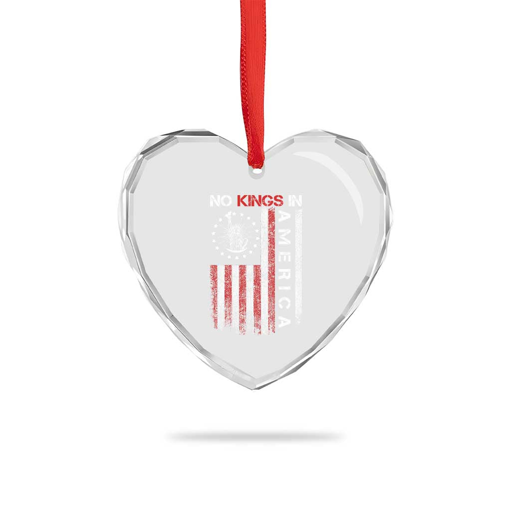 No Kings In America Heart Crystal Glass Ornament Retro Freedom American Betsy Ross Flag TS02 Print Your Wear