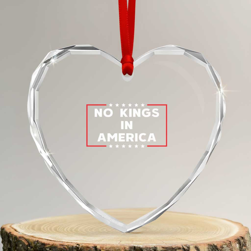 No Kings In America Heart Crystal Glass Ornament Stars Stripes TS11 Transparent Glass 3'' Heart Print Your Wear