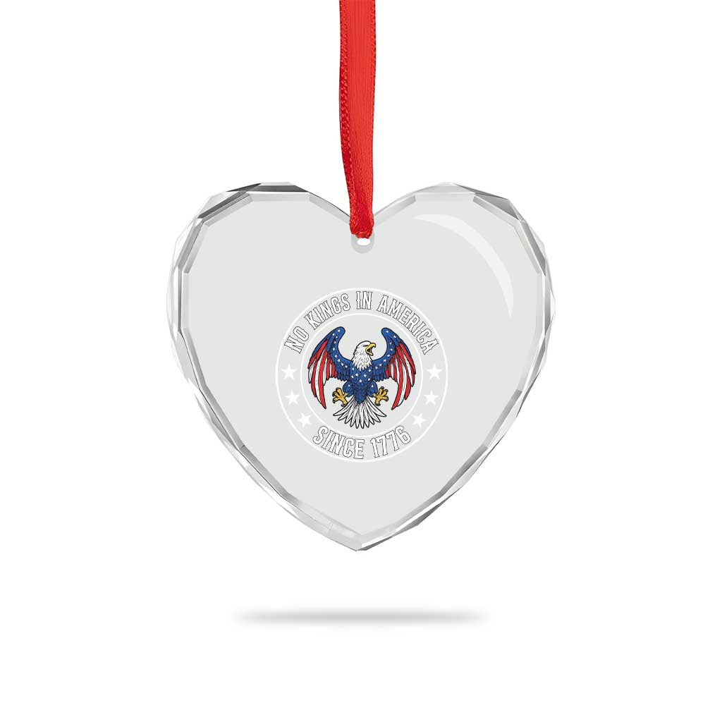 No Kings in America Patriotic Eagle Heart Crystal Glass Ornament Since 1776 4th of July USA Independence Day TS02 Print Your Wear