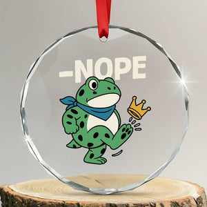 No Kings in America Portland Frog Crystal Glass Ornament Funny Political Meme TS10 Transparent Glass 3'' Circle Print Your Wear
