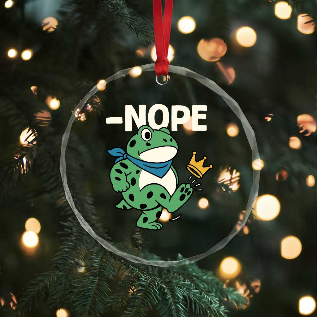 No Kings in America Portland Frog Crystal Glass Ornament Funny Political Meme TS10 Print Your Wear