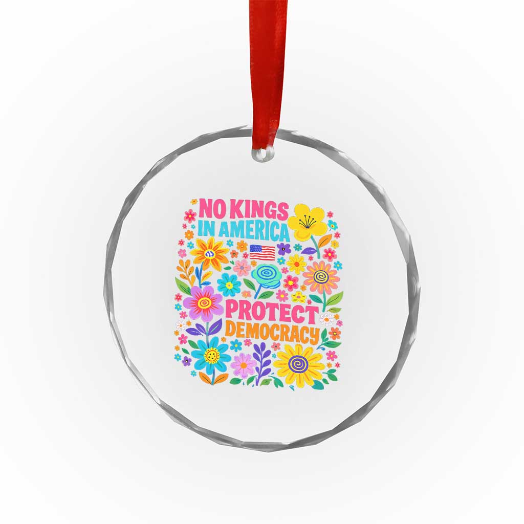 No Kings In America Protest Democraty Crystal Glass Ornament Floral Resist TS10 Print Your Wear