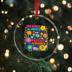No Kings In America Protest Democraty Crystal Glass Ornament Floral Resist TS10 Print Your Wear