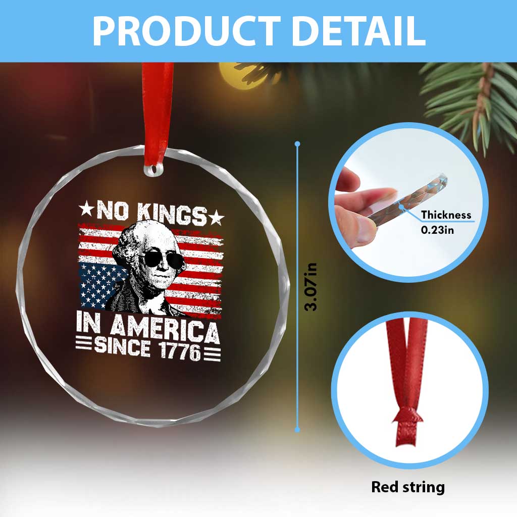No Kings In America Since 1776 Crystal Glass Ornament George Washington US Flag Upside Down TS10 Print Your Wear