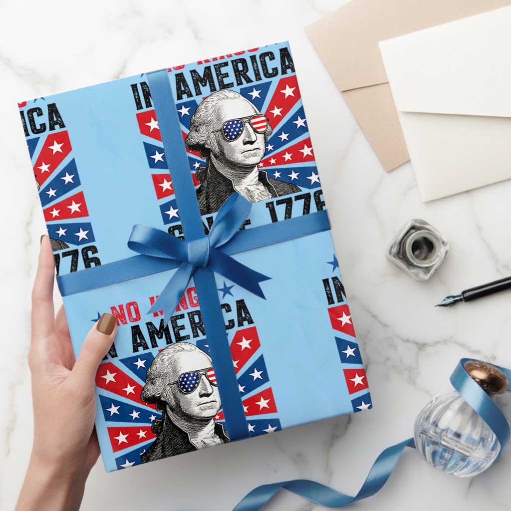No Kings in America Since 1776 Wrapping Paper Roll Founding Fathers George Washington Patriotic TS02 Light Blue Print Your Wear