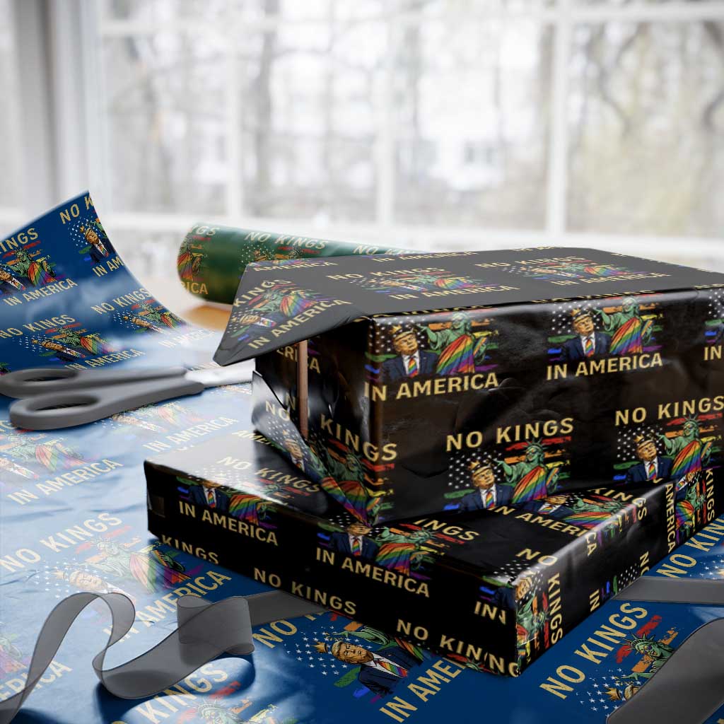 No Kings In America Statue Of Liberty Pride Wrapping Paper Roll Humorous Political Gift