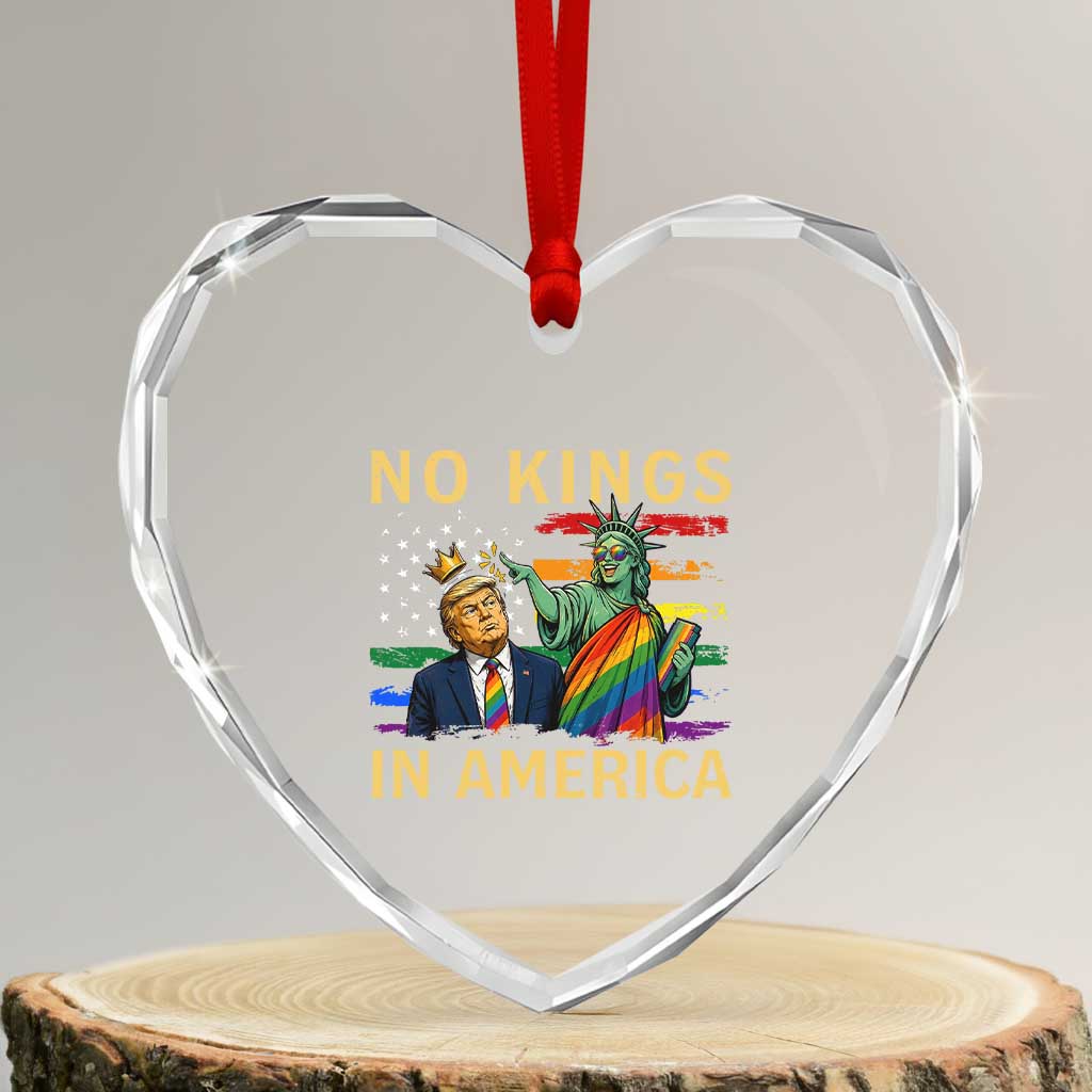No Kings In America Statue Of Liberty Pride Heart Crystal Glass Ornament Humorous Political Gift TS12 Transparent Glass 3'' Heart Print Your Wear