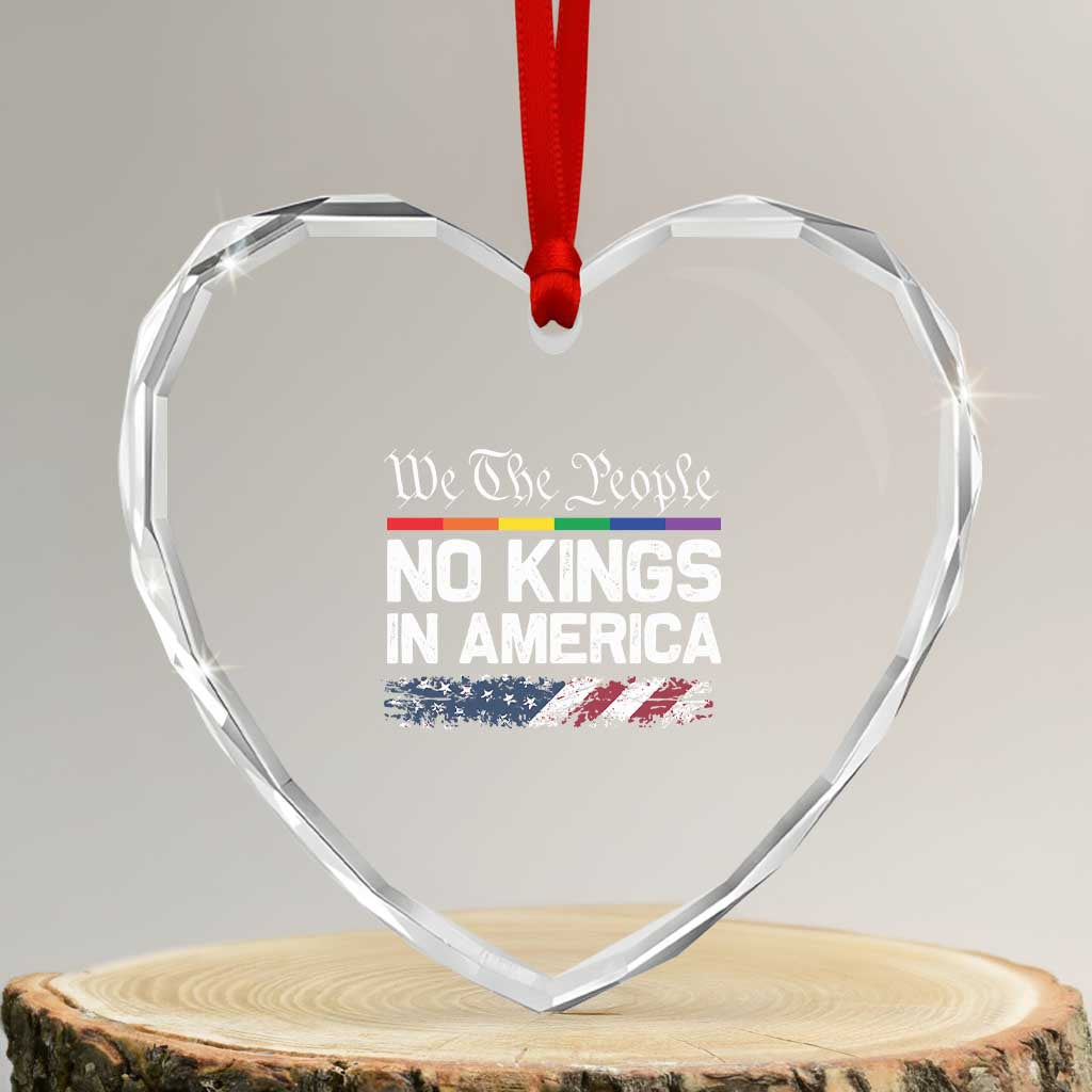 No Kings In America We The People Heart Crystal Glass Ornament LGBTQ Pride American Flag Political - Print Your Wear