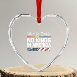 No Kings In America We The People Heart Crystal Glass Ornament LGBTQ Pride American Flag Political - Print Your Wear