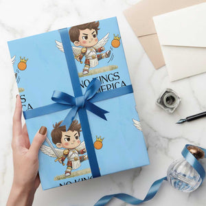 No Kings In America Wrapping Paper Roll Funny Saint Michael Kicking Crown TS12 Light Blue Print Your Wear