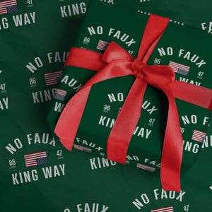 No Kings in America Wrapping Paper Roll US Flag Upside Down TS10 Green Print Your Wear