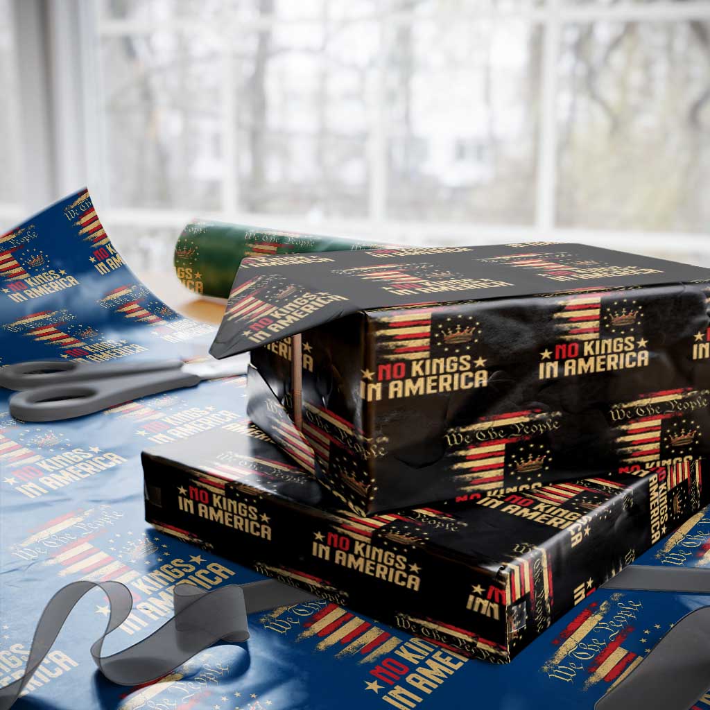 No Kings in America Wrapping Paper Roll Vintage Old American Flag Patriotic 1776 We The People TS10 Black Print Your Wear