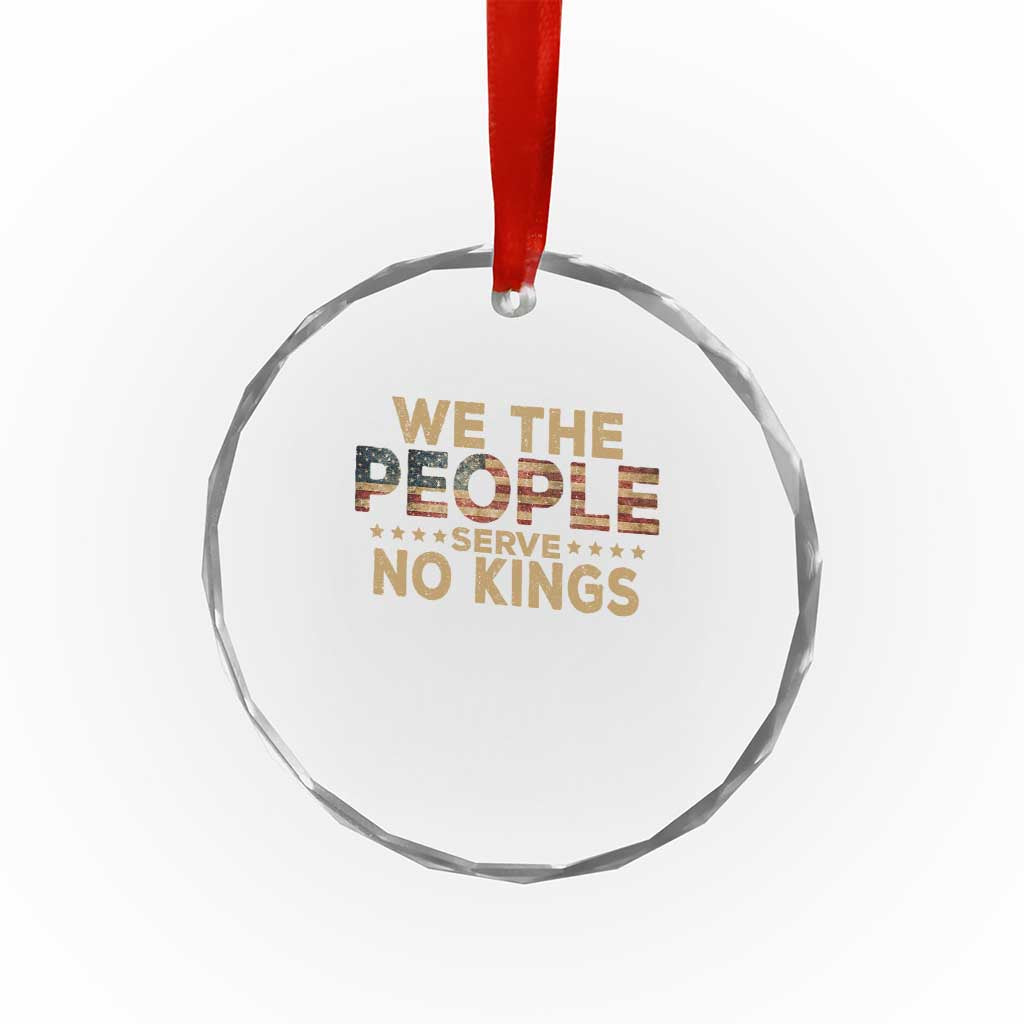 No Kings in USA Crystal Glass Ornament Vintage Old American Flag We The People TS10 Print Your Wear
