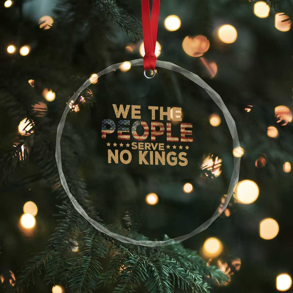 No Kings in USA Crystal Glass Ornament Vintage Old American Flag We The People TS10 Print Your Wear