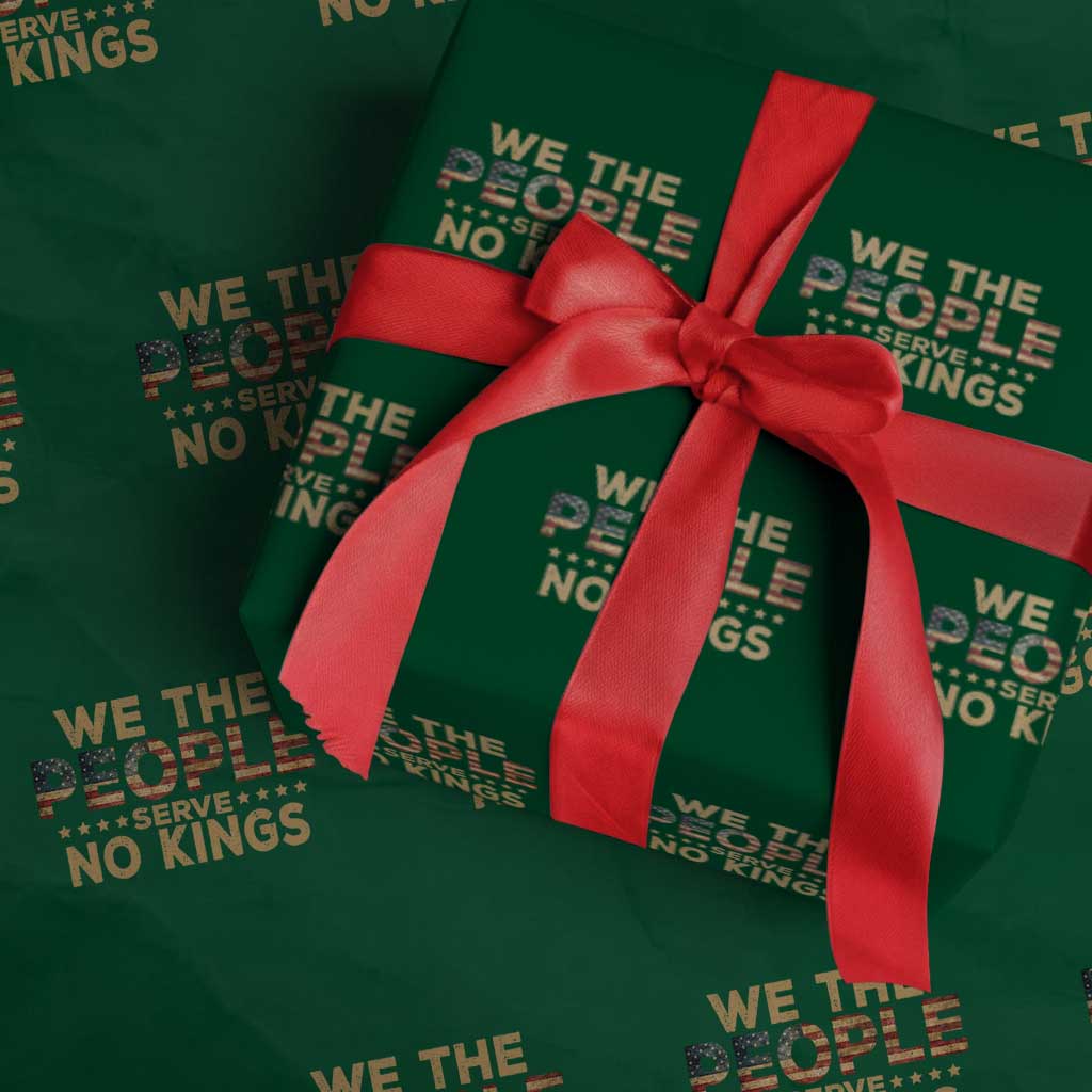 No Kings in USA Wrapping Paper Roll Vintage Old American Flag We The People TS10 Green Print Your Wear