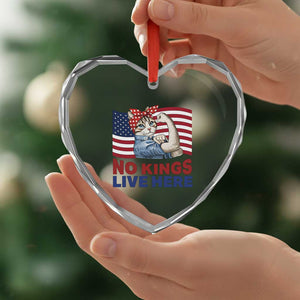 No Kings Live Here Heart Crystal Glass Ornament Funny Rosie The Riveter Cat Feminist Gift TS12 Print Your Wear