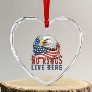 No Kings Live Here Heart Crystal Glass Ornament Patriotic American Eagle TS12 Transparent Glass 3'' Heart Print Your Wear