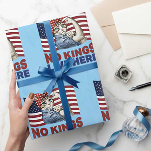 No Kings Live Here Wrapping Paper Roll Funny Rosie The Riveter Cat Feminist Gift TS12 Light Blue Print Your Wear