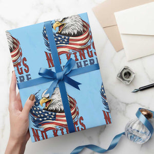 No Kings Live Here Wrapping Paper Roll Patriotic American Eagle TS12 Light Blue Print Your Wear